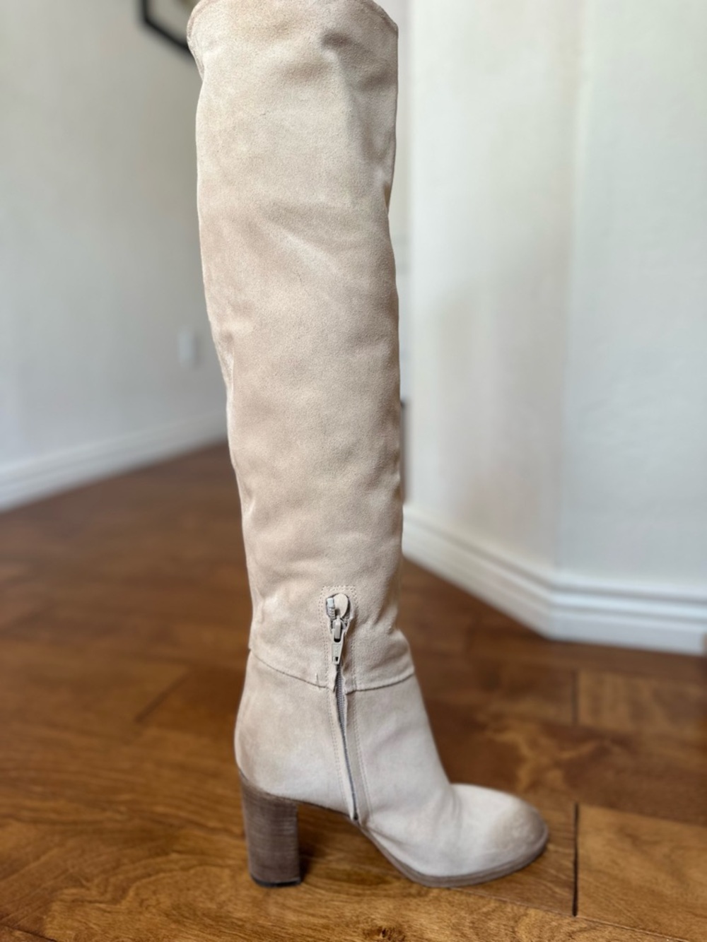 Free People Dakota Tall Suede Over-the-Knee Boots - Light Taupe - Picture 5 of 10